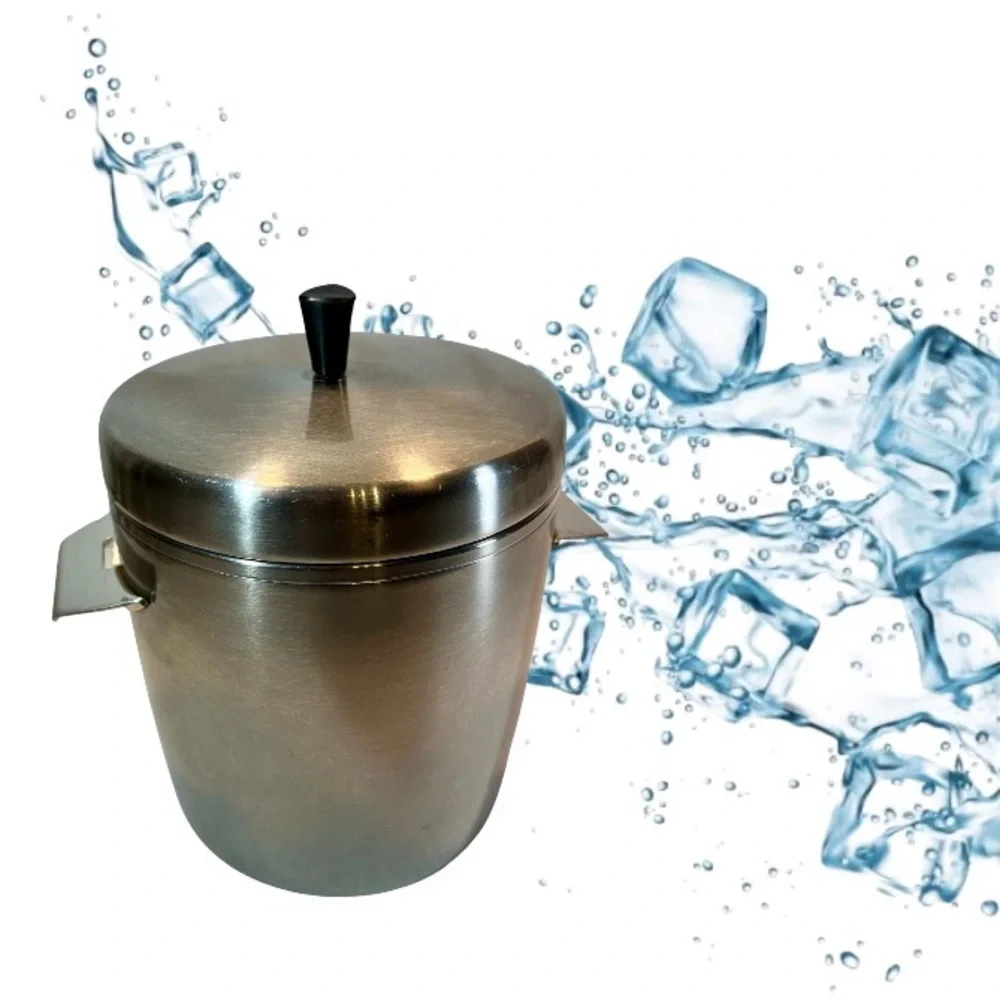 1950's West Bend Ice Butler Stainless Steel Insulated Ice Bucket 4qts